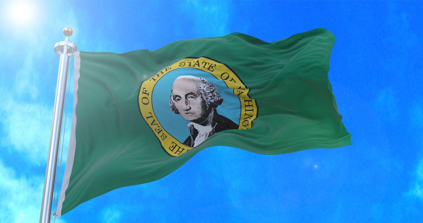 Washington State Flag waving